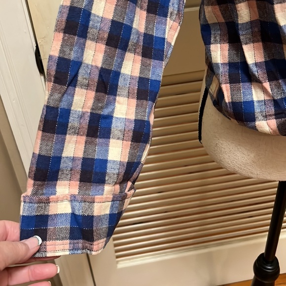 26.Madewell Plaid Flannel Tie-Front Shirt in Blue Shadow, Size Medium, NWOT - Picture 9 of 17